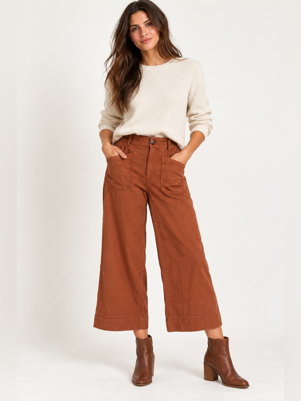 Maeve by Anthropologie The Colette Linen-Blend High-Rise Wide-Leg Cropped Pants